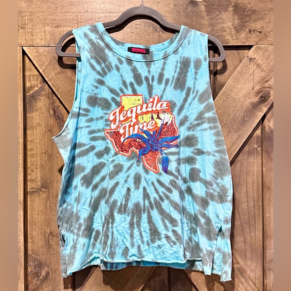 NWOT Rock & Roll Denim Tye Die Tequila Time Tank Sz XL - Picture 12 of 12
